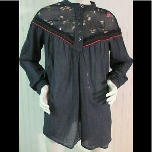 Anthropologie top by Free People bavy pinstripe S